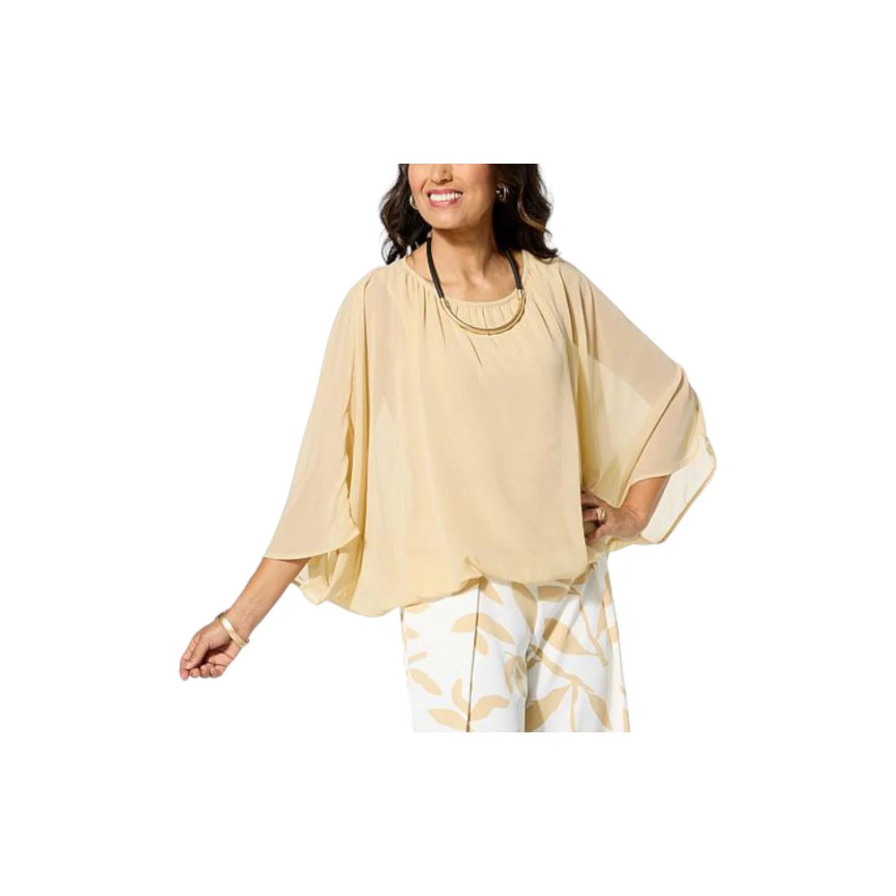 WynneLayers Chiffon Cocoon Top Almond - Regular